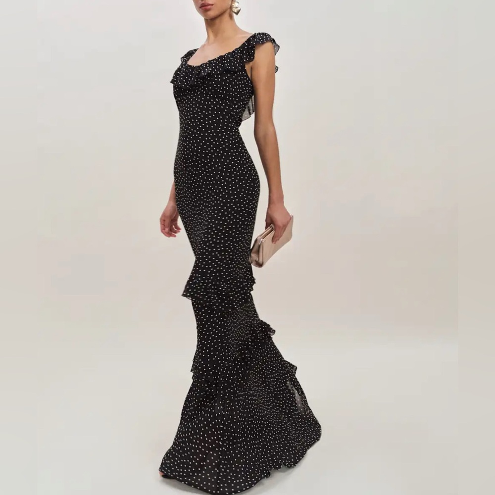 Reformation Tripoli Dress in Selene Black & White Polkadot Size 4 NWT